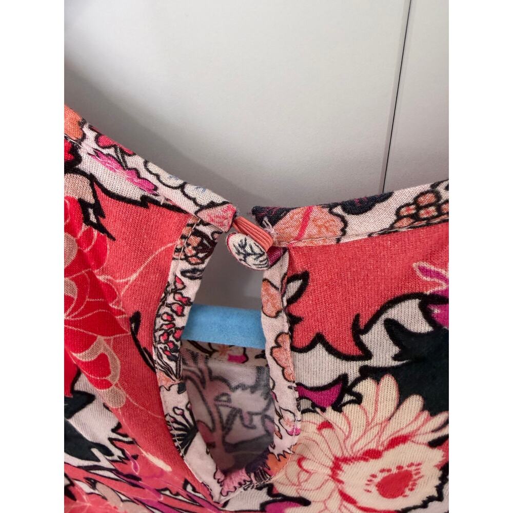 CONDITIONS APPLY X ANTHROPOLOGIE Zofana Top Vibrant Botanical Floral Pink Print - Picture 7 of 9